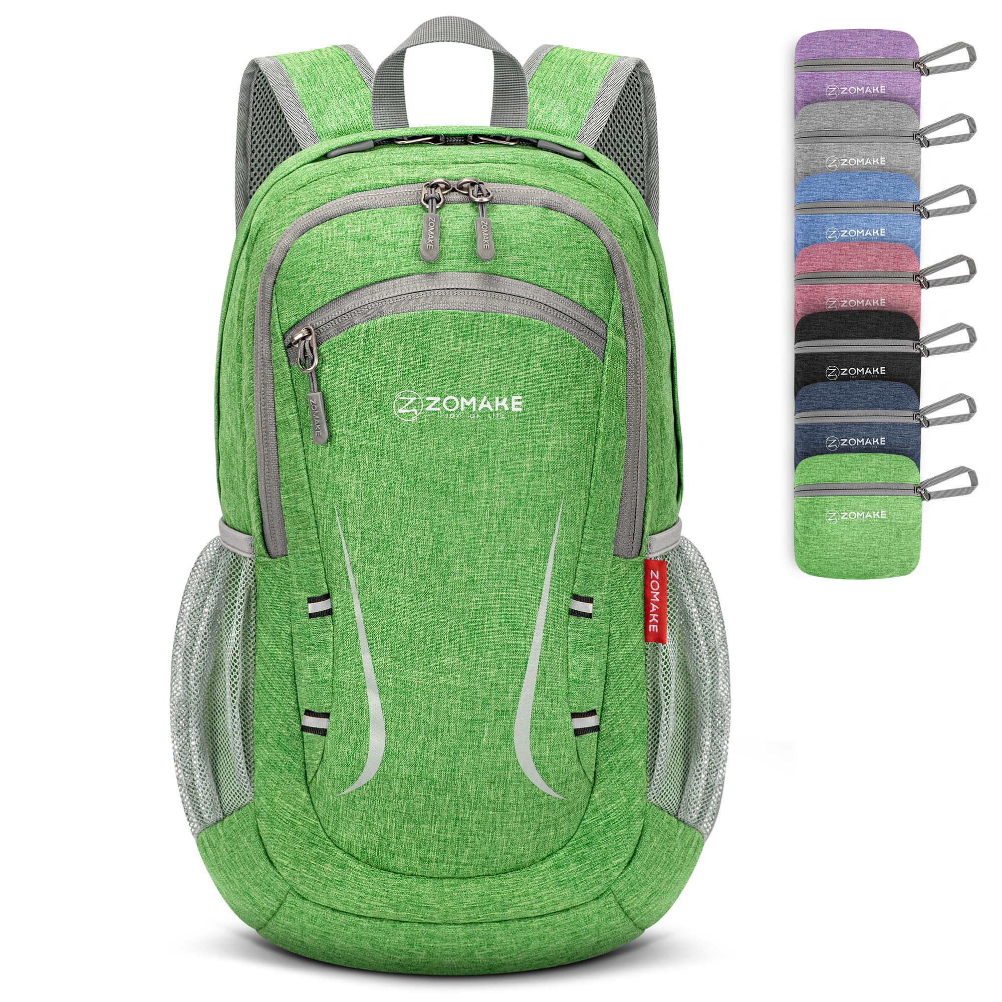 ZOMAKE Lightweight Foldable Backpack, 20L Packable Rucksack Folding Small Back Pack Foldaway Ultralight Daypack for Women Men Travel Hiking Walking (Dark Green)