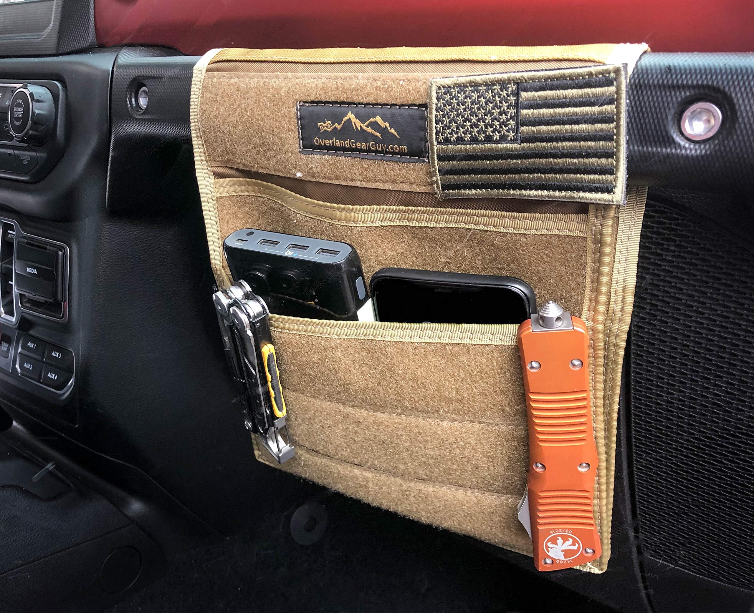 Overland Gear Guy Coyote Jeep Grab Handle Flat Pocket with Velcro Loop for Patches