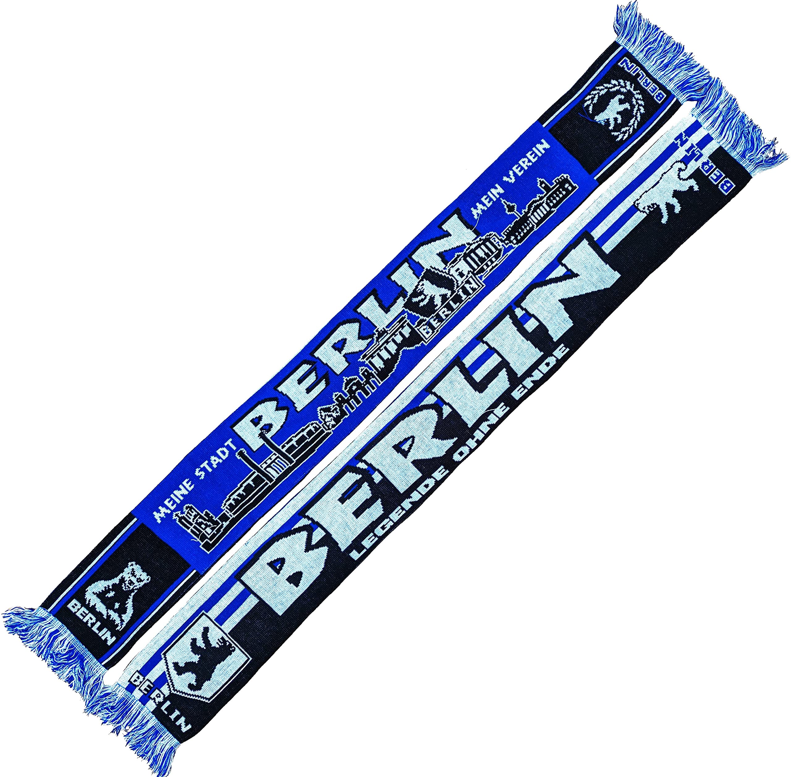 Generisch Berlin Skyline Knitted Football Scarf, Blue, White, Black, L