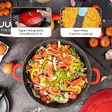 Nuovva Non-Stick Aluminium Pot with Lid 3.9L 28cm Red Shallow Dutch Oven view 5
