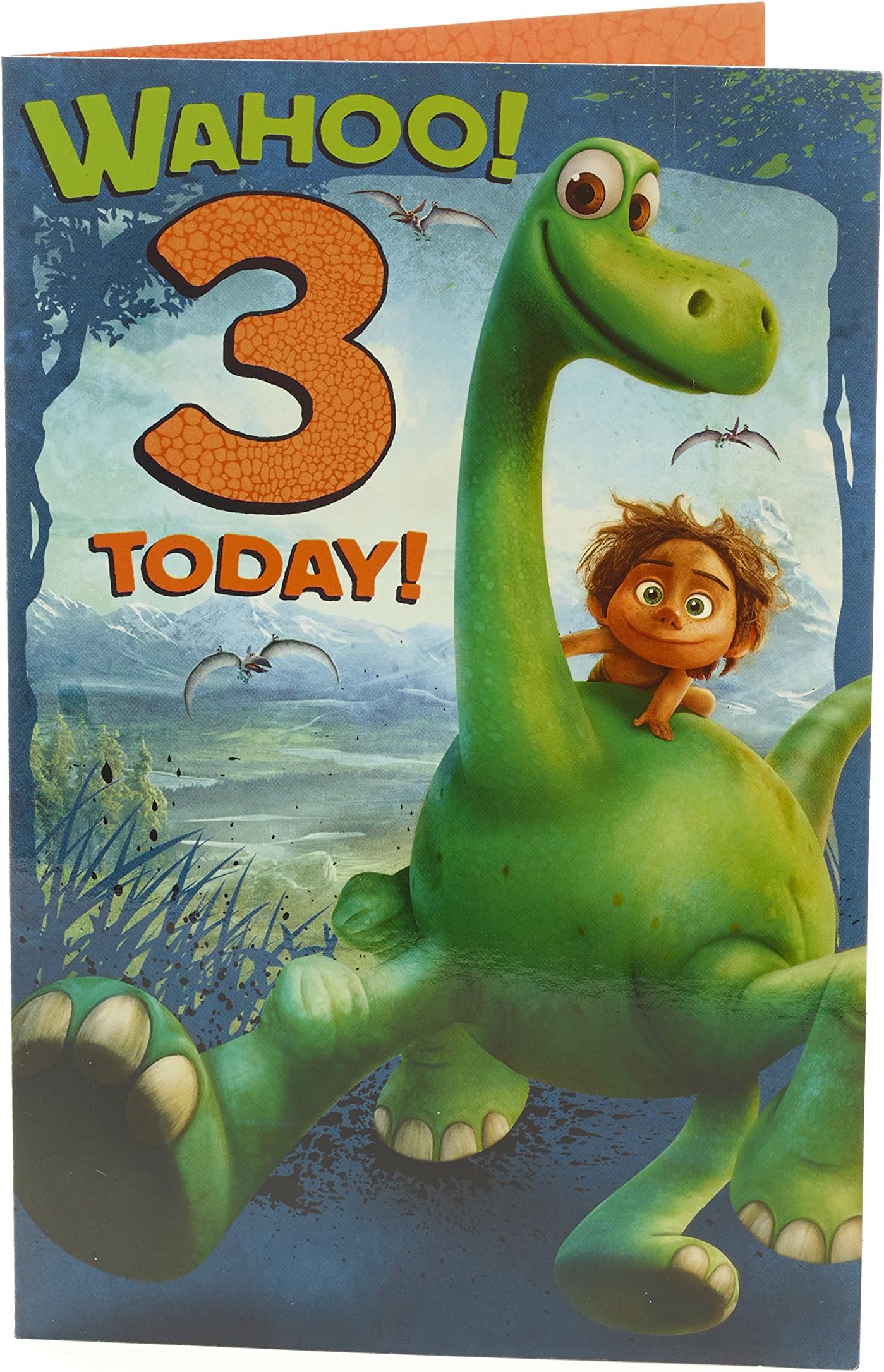 Age 3 Birthday Card - Dinosaur Birthday Card,3rd Birthday, Ideal Gift Card for Kids, Includes Colour In Activity Inside - Disney