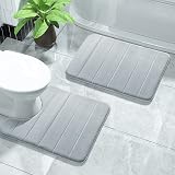 Yimobra Memory Foam Bath Mat Set 2 Pieces 43x61 cm and 61x52 cm Silver