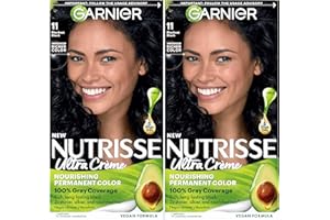 Garnier Hair Color Nutrisse Nourishing Creme, 11 Blackest Black (Peppercorn) Permanent Hair Dye, 2 Count (Packaging May Vary)