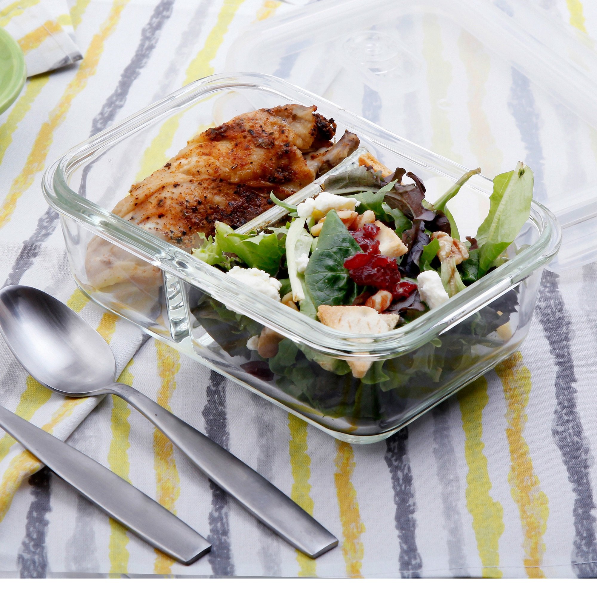 1, 2, 3 Compartment Glass Meal Prep Containers (3 Pack, 1000 ML)