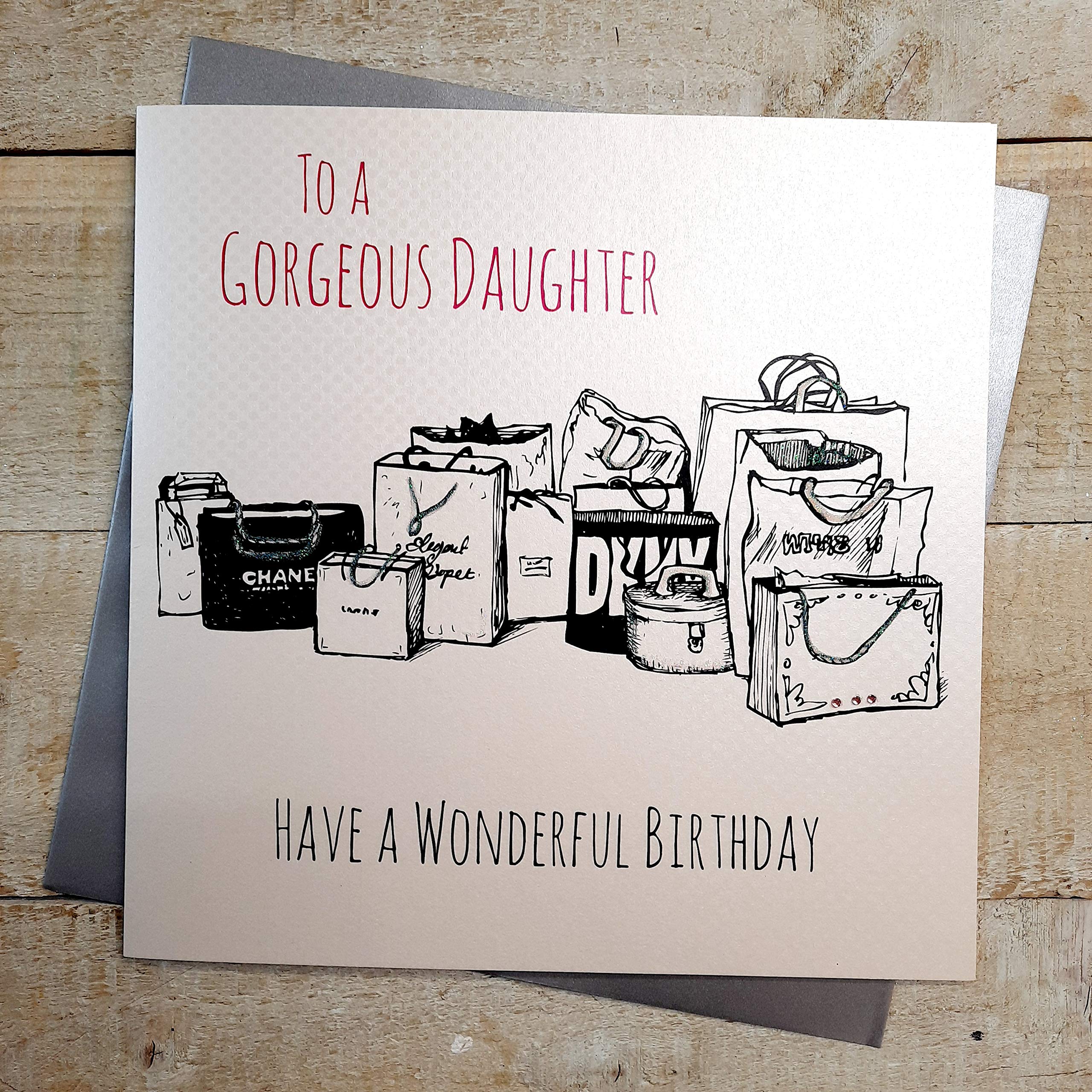 WHITE COTTON CARDS To A Gorgeous Daughter Have A Wonderful, Handmade Large Birthday Card, Code XE20