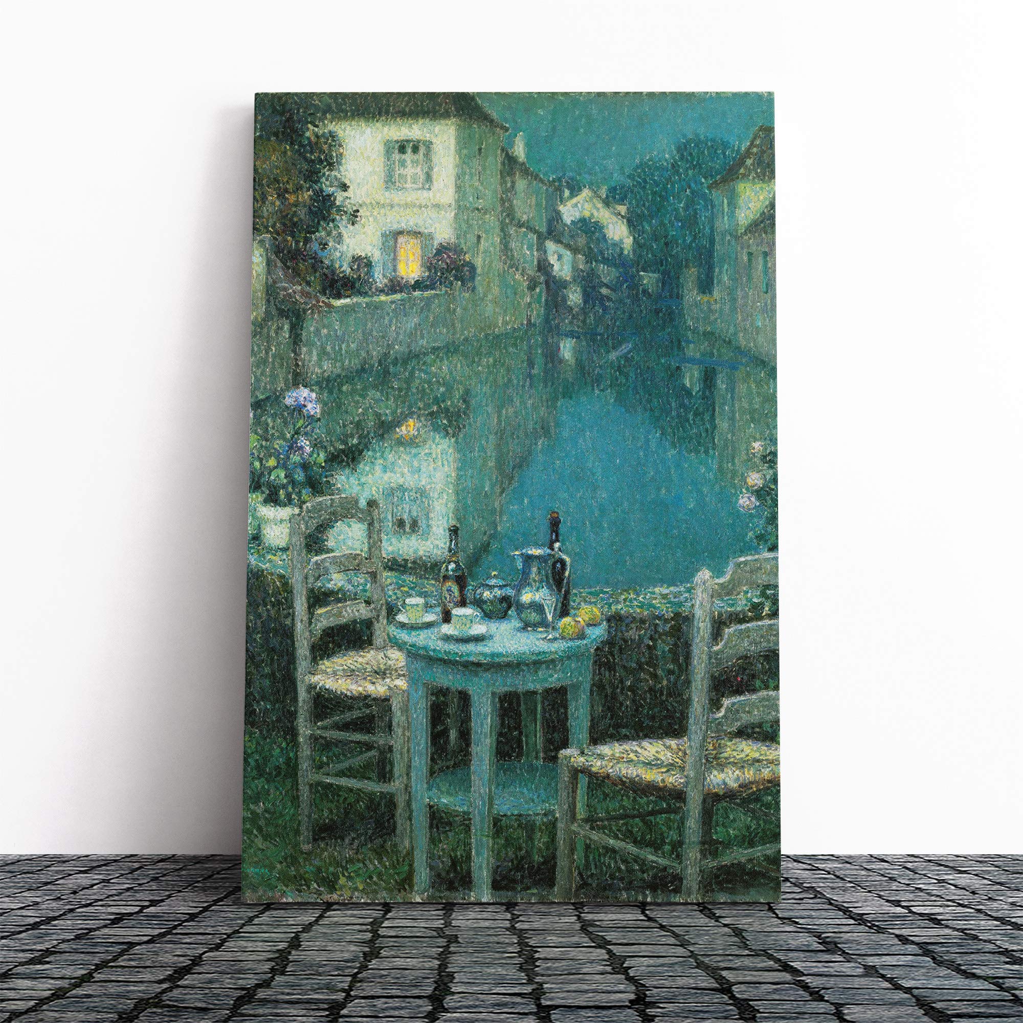 Henri Le Sidaner Table for Two Canvas Print | Gallery Wrapped 30mm Frame Wall Art | 20x14 inches | Ready to Hang | Modern Picture | Living Room Bedroom Lounge Office