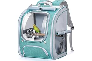 Bird Travel Carrier with Standing Perch and Comfy Mat,Small Bird Parrot Parakeet Carrier Breathable Collapsible,Bird Backpack