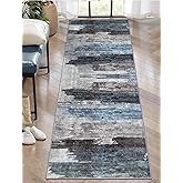 Ciicool 2x6 Washable Runner Rug, Modern Abstract Hallway Rugs Runner, Non-Slip Thin Accent Rug Lightweight Navy Grey Print Distressed Carpet for Laundry Entryway Bedroom Kitchen Bathroom Indoor
