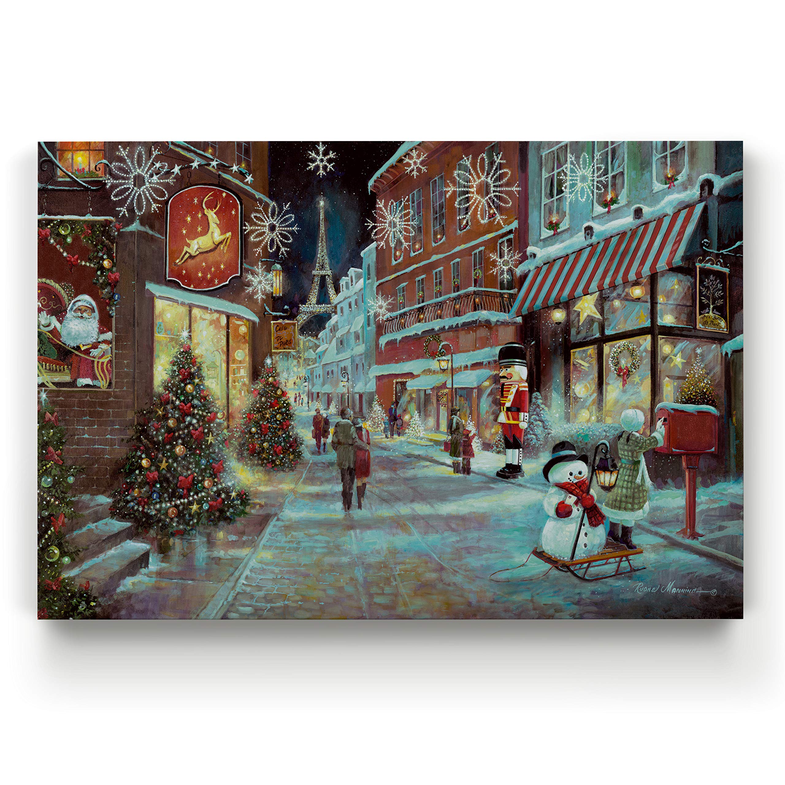 Renditions Gallery Abstract Christmas Art Prints for Home Decor Snowy Paris Christmas Wall Artwork Hanging Prints for Bedroom Dining Living Room Office Home Kitchen Wall Decor - 24"X36" LT18 Image