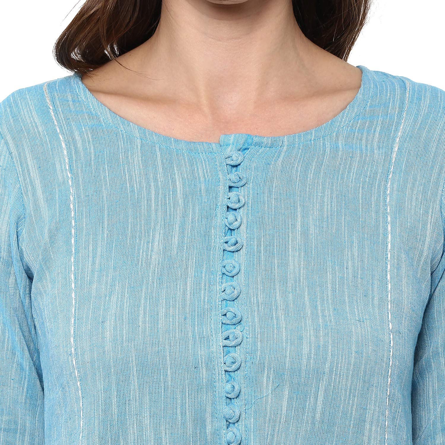 regular skyblue anarkali solid cotton kurta