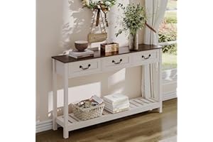 ChooChoo 47" Farmhouse Console Table with Drawer for Entryway, Narrow Long Entry Table with Shelf