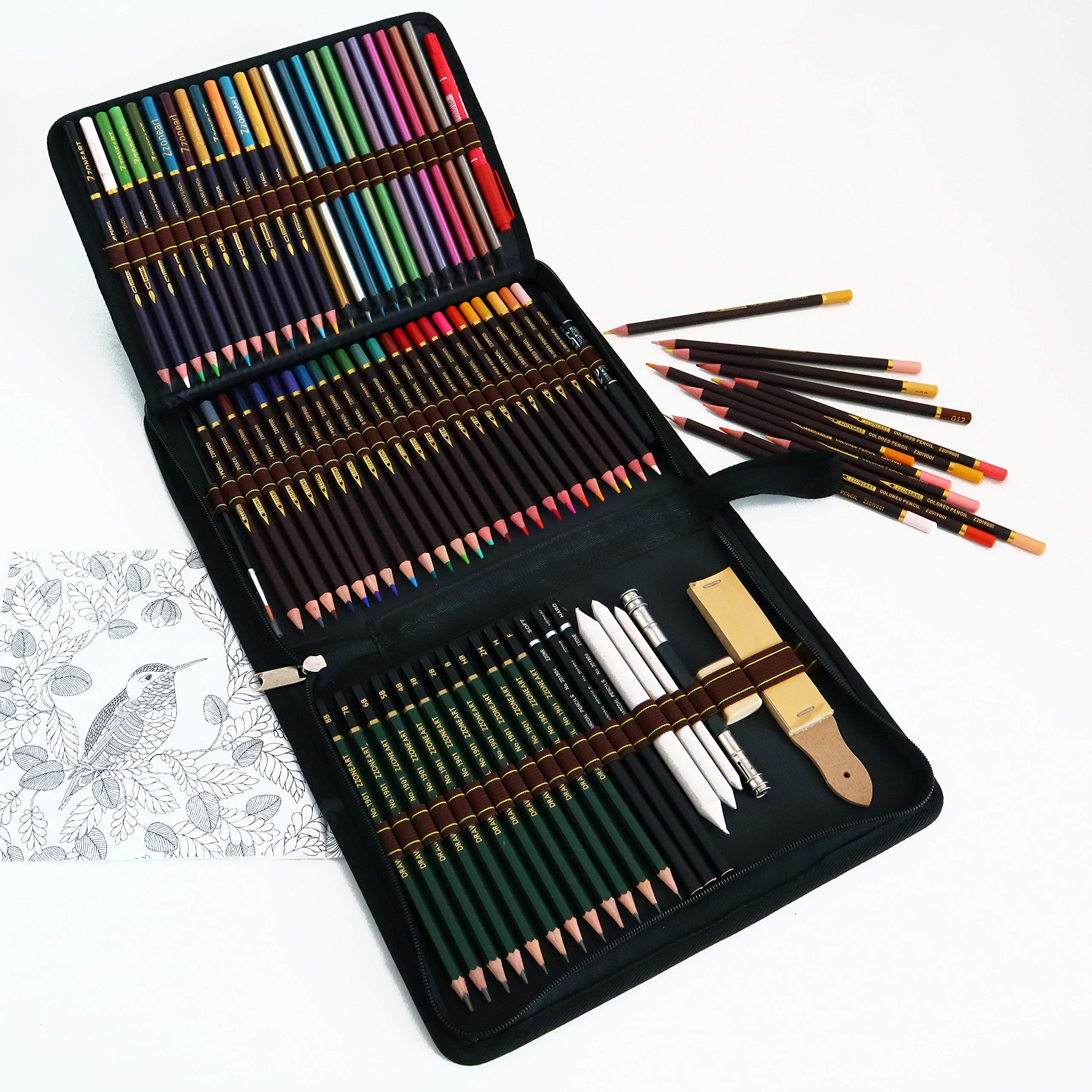 Majoart Colouring Pencils & Sketching Graphite Pencils Art Supplies Set in Big Cases, Best for Beginners & Adults