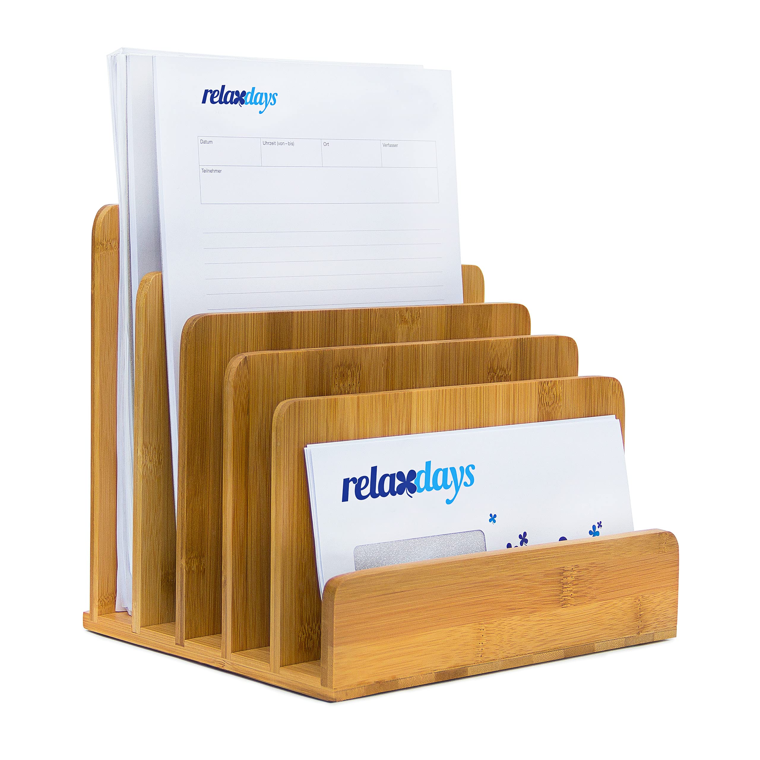 Relaxdays Document Holder Bamboo With Letter Tray 23 x 24.5 x 20.5 cm Practical Organization System For Your Desk Table Magazine, Document, Paper Holder, natural