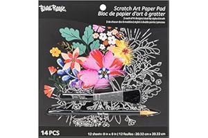 Brea Reese: Scratch Art Paper Pad - Mystical - 12 Designs, 8x8 Tear Out Pages, Metallic Guided Art Kit, Adult Craft Activity,
