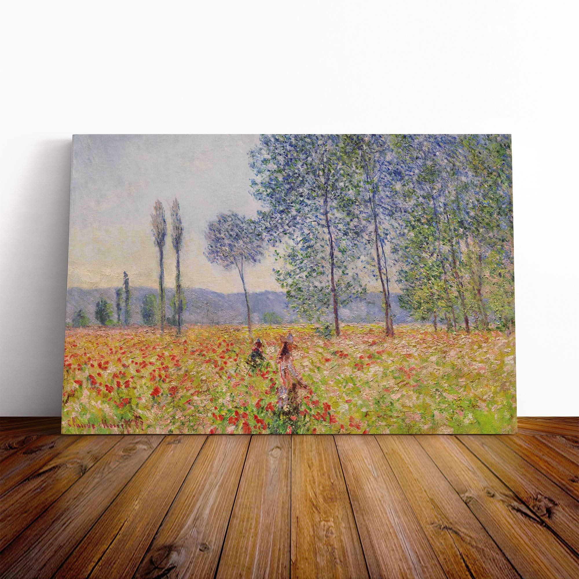 Claude Monet Walking in The Fields Canvas Print | Gallery Wrapped 30mm Frame Wall Art | 20x14 inches | Ready to Hang | Modern Landscape Picture | Living Room Bedroom Lounge Office