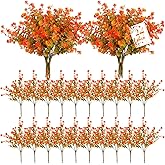 WILLBOND 24 Thanksgiving Bundles Artificial Flowers Outdoor Fall UV Resistant Plants Faux Plastic Flowers for Indoor Home Garden Fall Thanksgiving Autumn Decoration