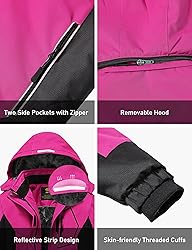 MoFiz Girls Ski Jacket Waterproof Fleece Lined