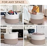TIMEYARD 115L Extra Large Blanket Basket Soft Cotton Rope Storage White Brown view 4