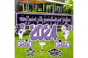 KMUYSL Large Graduation Decorations Class of 2024 Yard Sign - 8Pcs Glitter Congrats Grad Yard Signs 2024 and Proud of You Banner Backdrop with Stakes for Outdoor, Lawn Party Decor