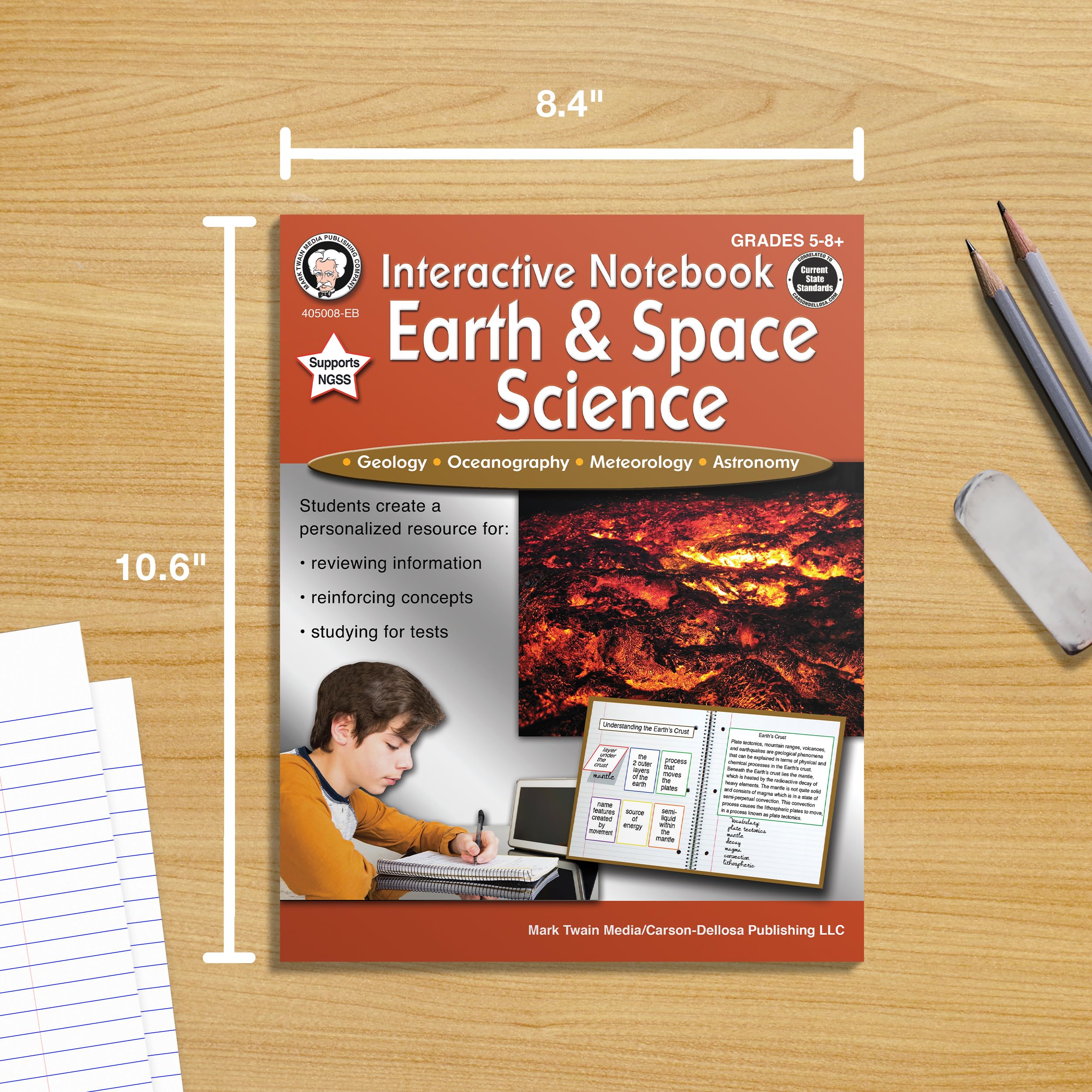 Mark Twain Earth & Space Science Interactive Books, Grades 5-8, Geology, Oceanography, Meteorology, and Astronomy Books, 5th Grade Workbooks and Up, ... Homeschool Curriculum (Interactive Notebook)