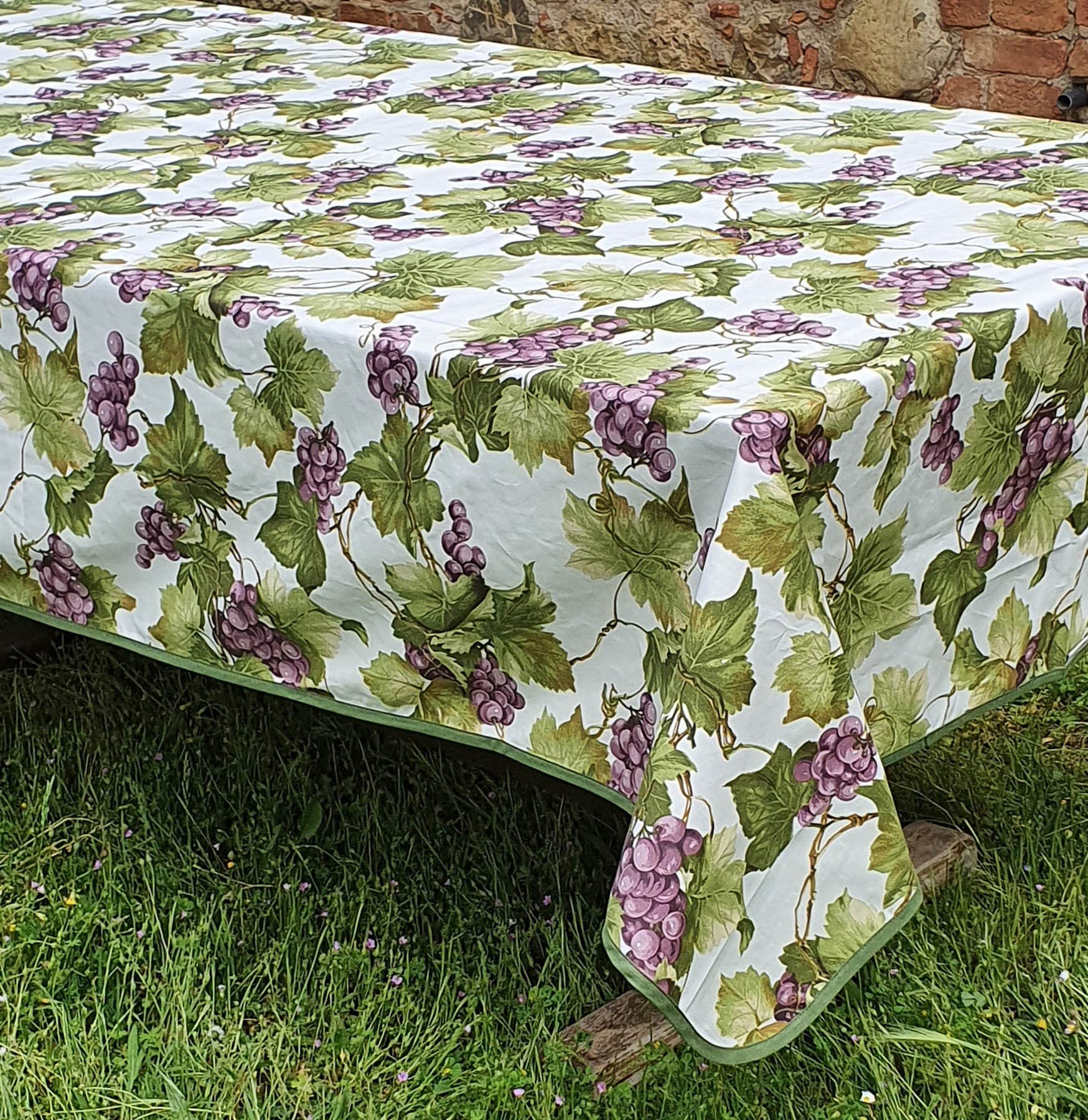 Manifattura Tessile Tablecloths Print Designs Cotton Satin - Shoots of Grapes, Rectangular x6 180