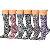 Tipi Toe Women’s 6 Pairs Winter Boot Socks – Soft Cotton Blend Warm Crew Socks Size 9–11