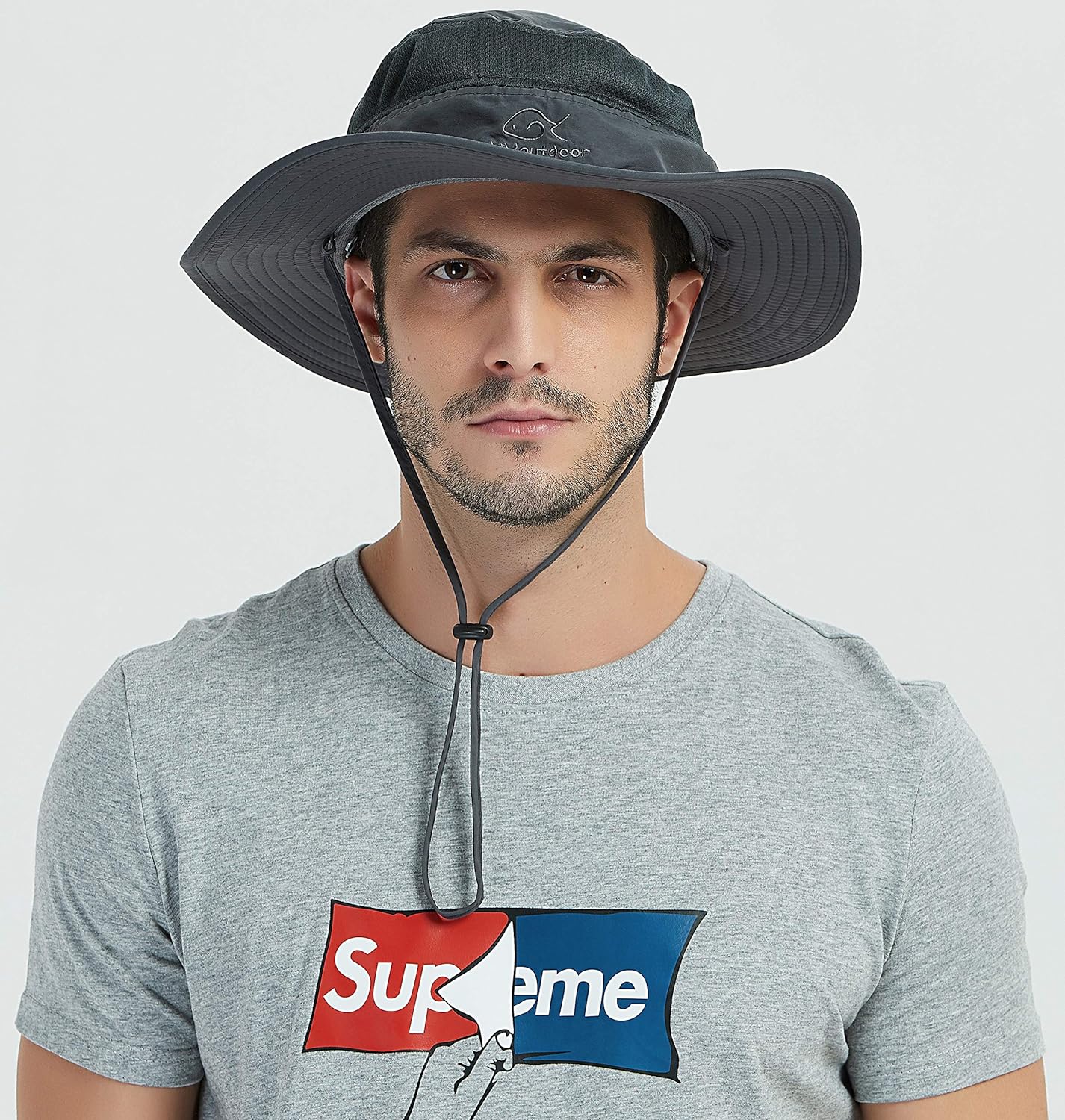 DDYOUTDOOR 07-281 Fashion Summer Outdoor Sun Protection Fishing Cap Neck Face Flap Hat Wide Brim (Dark Gray): Clothing