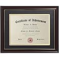 ELSKER&HOME 8.5x11 Diploma Frames with Mat, Classic Cherry Wood, 8.5x11 or 11x14 Inch - Double Matte Black with Gold Rim