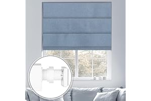 Sulugood No Tools No Drill Cordless Blackout Roman Shades, Room Darkening. Roller Blinds for Window, Roll Up Blinds for Window Bedroom, Living Room..Blackout Blue,58" W x 48" H
