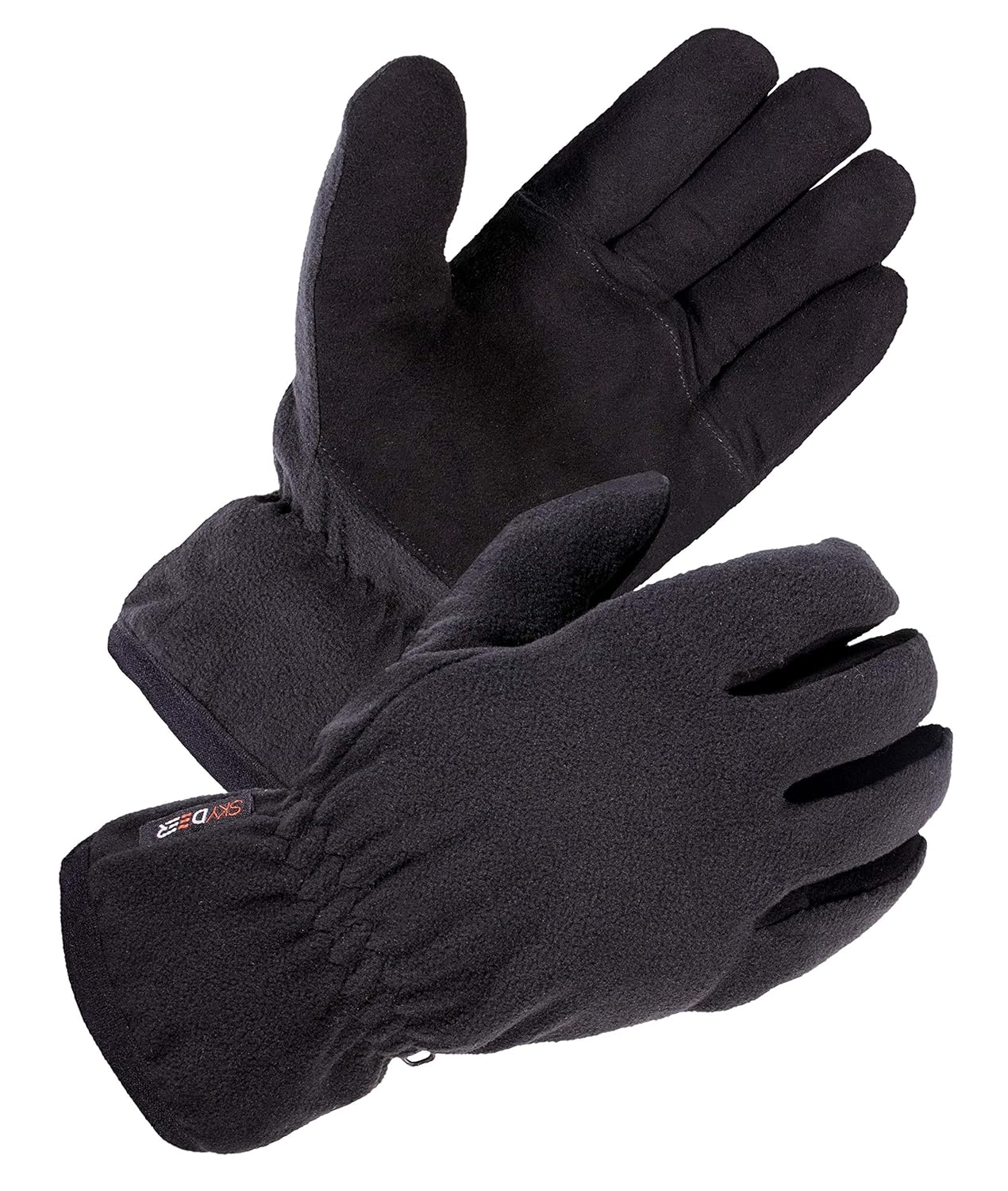 SKYDEER Mens Winter Driving Gloves with Soft Premium Genuine Deerskin Suede Leather and Warm Windproof Polar Fleece (SD8661T/XL)