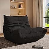 Bean Bag Chairs for Adults, Memory Foam Reading Bean Bag Sofa Chair with Faux Fur Filler, Fireside Floor Gaming Chairs for Living Room, Bedroom and Office(Black, Small)