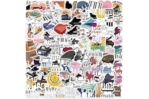 DANITEORT 100 PCS Piano Stickers,Vinyl Aesthetic Music Instrument Stickers for Water Bottles,Laptop,Cellphone,Skateboard,Guitar,Piano Decal - Perfect Gifts for Kids,Girls,Teens, Students