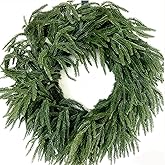 Egolot Large Christmas Wreath for Front Door Soft Touch Green Norfolk Pine Wreath for Indoor Outdoor Window Wall, Winter Holiday Home Decor