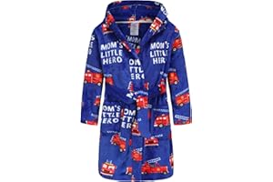 FunnyPaja Boys Soft Fleece Robes Plush Hooded Bathrobes Sleepwear for Kids 1-16 Years
