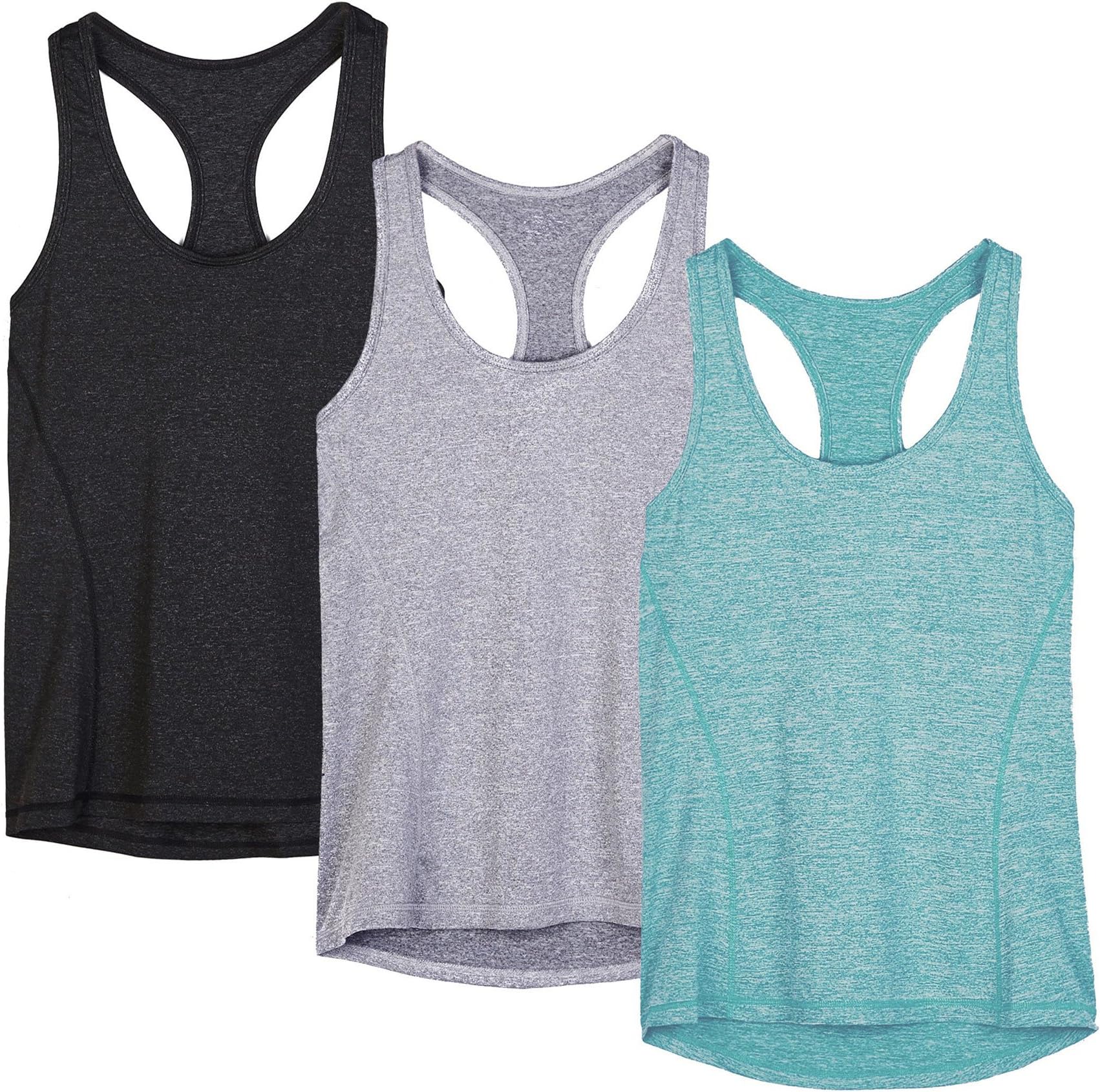 icyzone Workout Running Tank Top for Women - Racerback Yoga Tops Exercise Gym Shirts 3-Pack