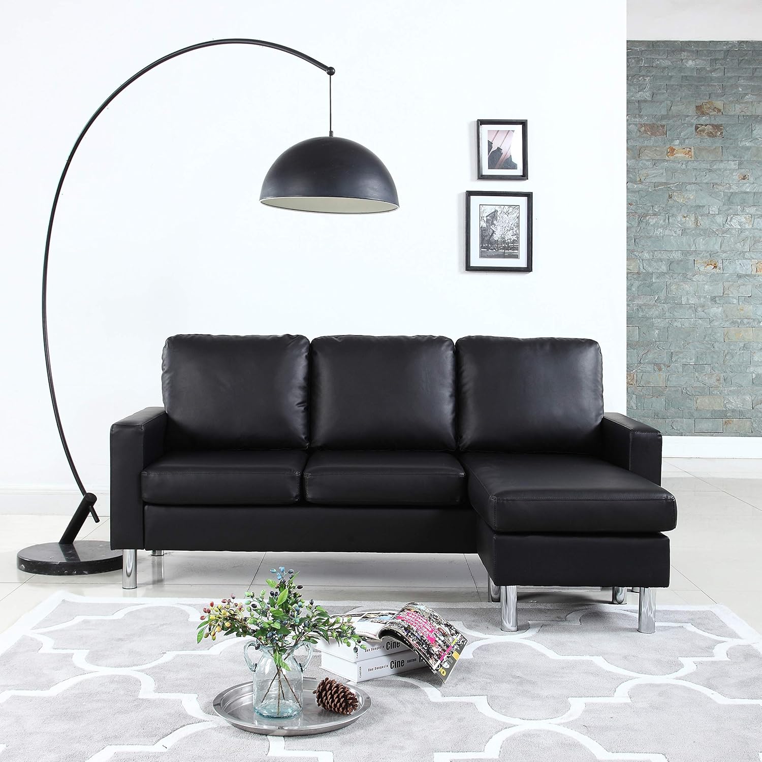 Amazon Com Modern Bonded Leather Sectional Sofa Small Space