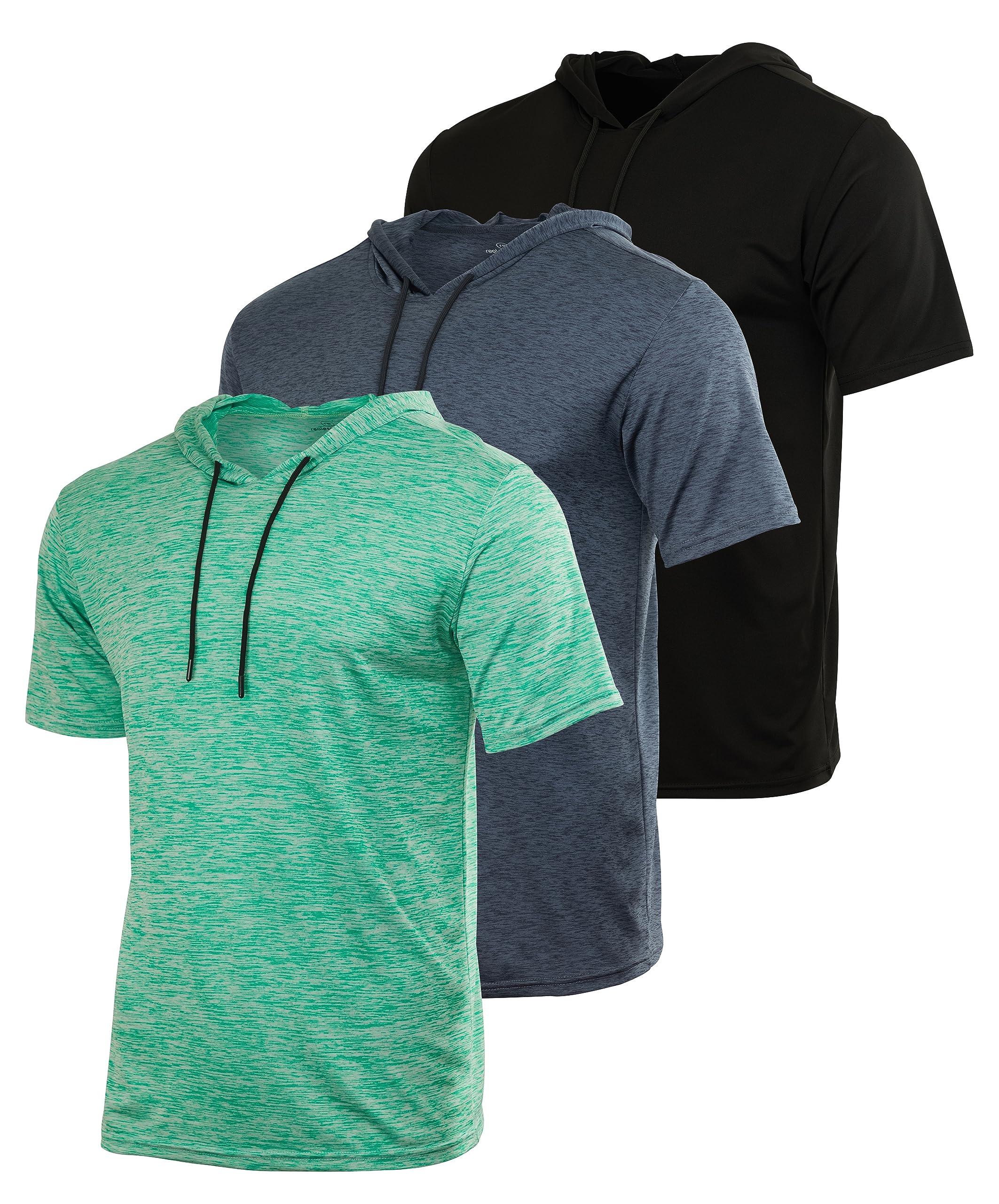 Photo 1 of Real Essentials 3 Pack: Men's Dry Fit Short Sleeve Active Athletic Hoodie Pullover Sweatshirt (Available in Big & Tall) - Set 11, 3XLT