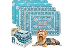 Homimp Washable Pee Pads for Dogs, 4 Pack Reusable Puppy Pads, Absorbent and Leakproof Dog Pee Pads, Non Slip Puppy Training Pads, Pet Mat for Floor, Crate, Couch, Whelping, 18"x24"