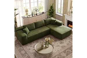 XIZZI Modular Sectional Sofa Couch,L-Shape Upholstered Cloud Couch,Modern Minimalist Couches for Living Room,Free Combination Deep Seat Corner Couch (Green, Sherpa/Right Facing Chaise)