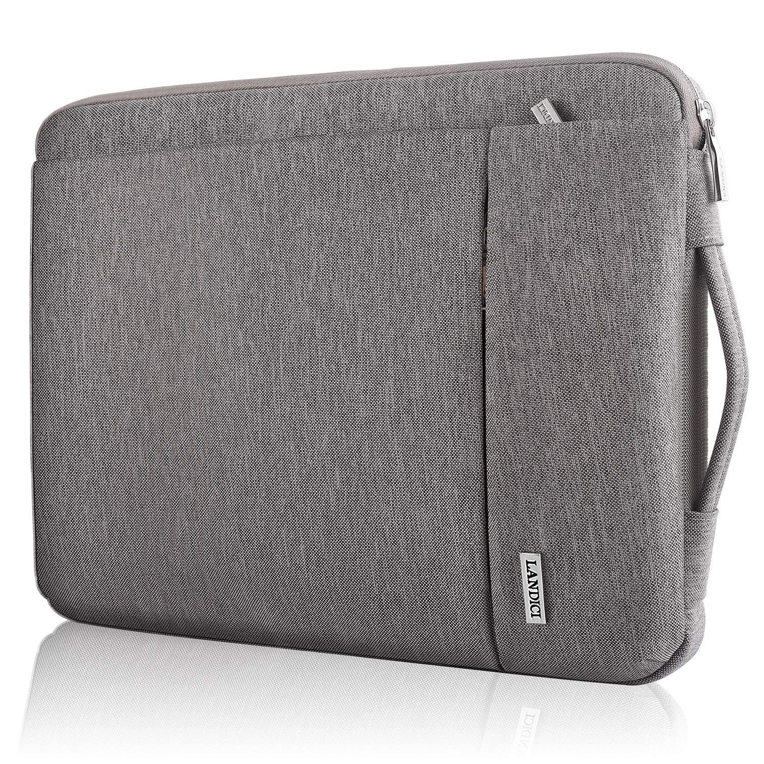 LANDICI 360°Protective Laptop Sleeve Case (Khaki Grey, 15-16inch)