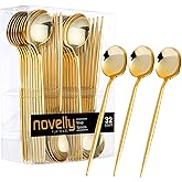 Novelty Modern Flatware, Cutlery, Disposable Plastic Soup Spoons Luxury Gold 32 Count