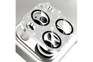 Mansoorr for iPhone 15 Pro/iPhone 15 Pro Max Camera Lens Protector, [Drop Protection & Full Coverage] Bling Sparkly Diamond Tempered Glass Screen Protector Metal Camera Cover - Glitter Sliver