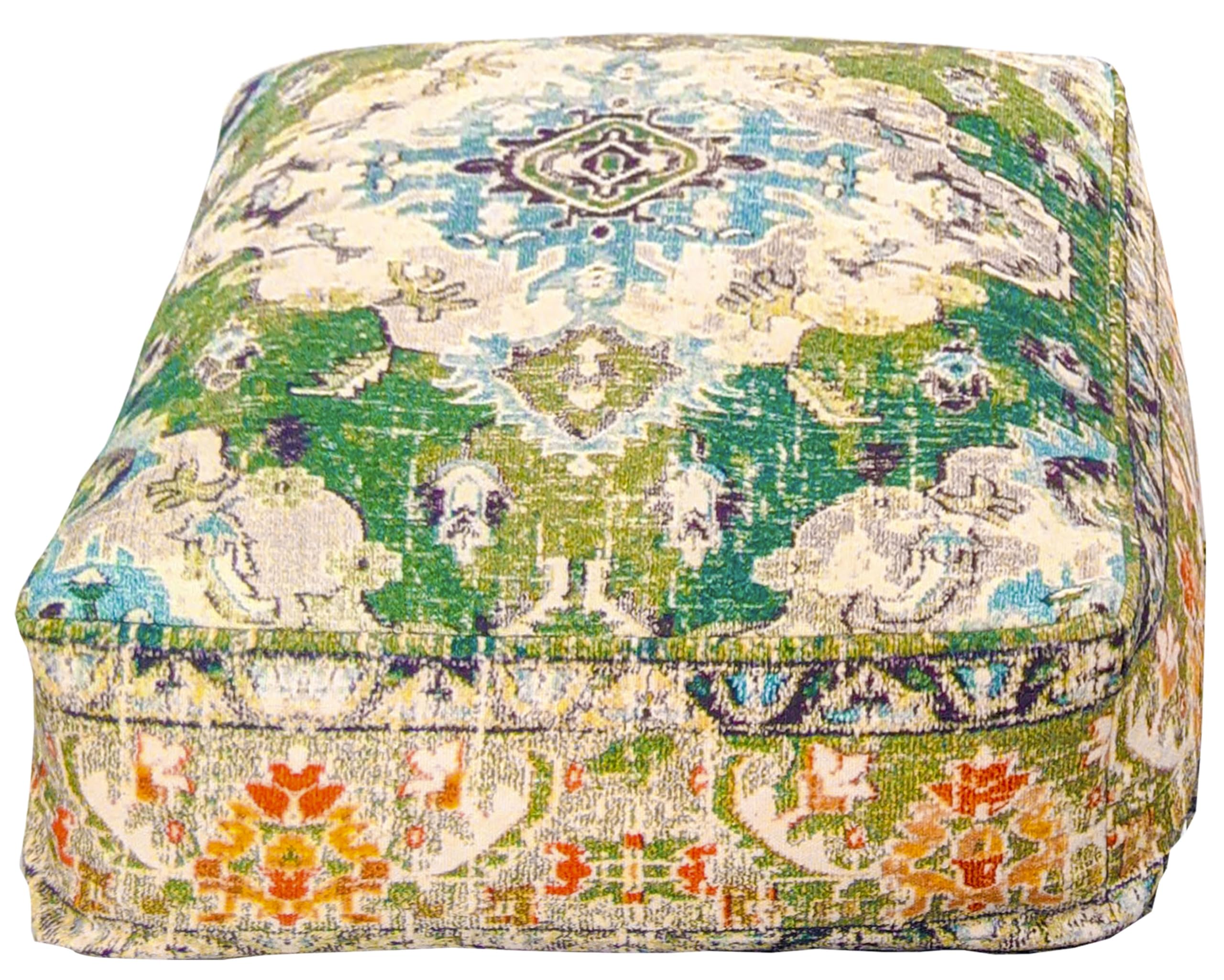 Mandala Life ART Boho Pouf Ottoman Cover - Round Floow Pillow Cushion - 24x8