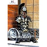 NauticalMart Roman Black Muscle Armor Cuirass Set w/Helmet, Shield, Leg & Arm Guard Medieval Halloween Costume