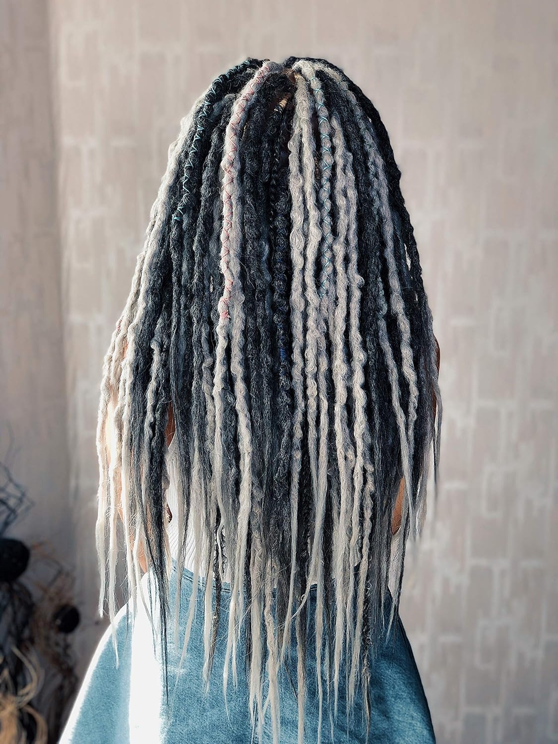 Roots Dreadlocks Synthetic Dreads Dark Gray Ash Gray Textured Crochet
