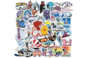 50PCS Skiing Stickers, Winter Ski Decals for Teens Adults, Vinyl Waterproof Skiing Skating Decals for Water Bottle Laptop Ska