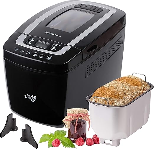 Amazon De Tzs First Austria Brotbackautomat Mit 2 Knethaken 900 1200g Marmelade Und Teig Programm Glutenfrei Programm Einstellbarer Braunungsgrad Startverzogerung Funktion 800w 12 Automatikprogramme