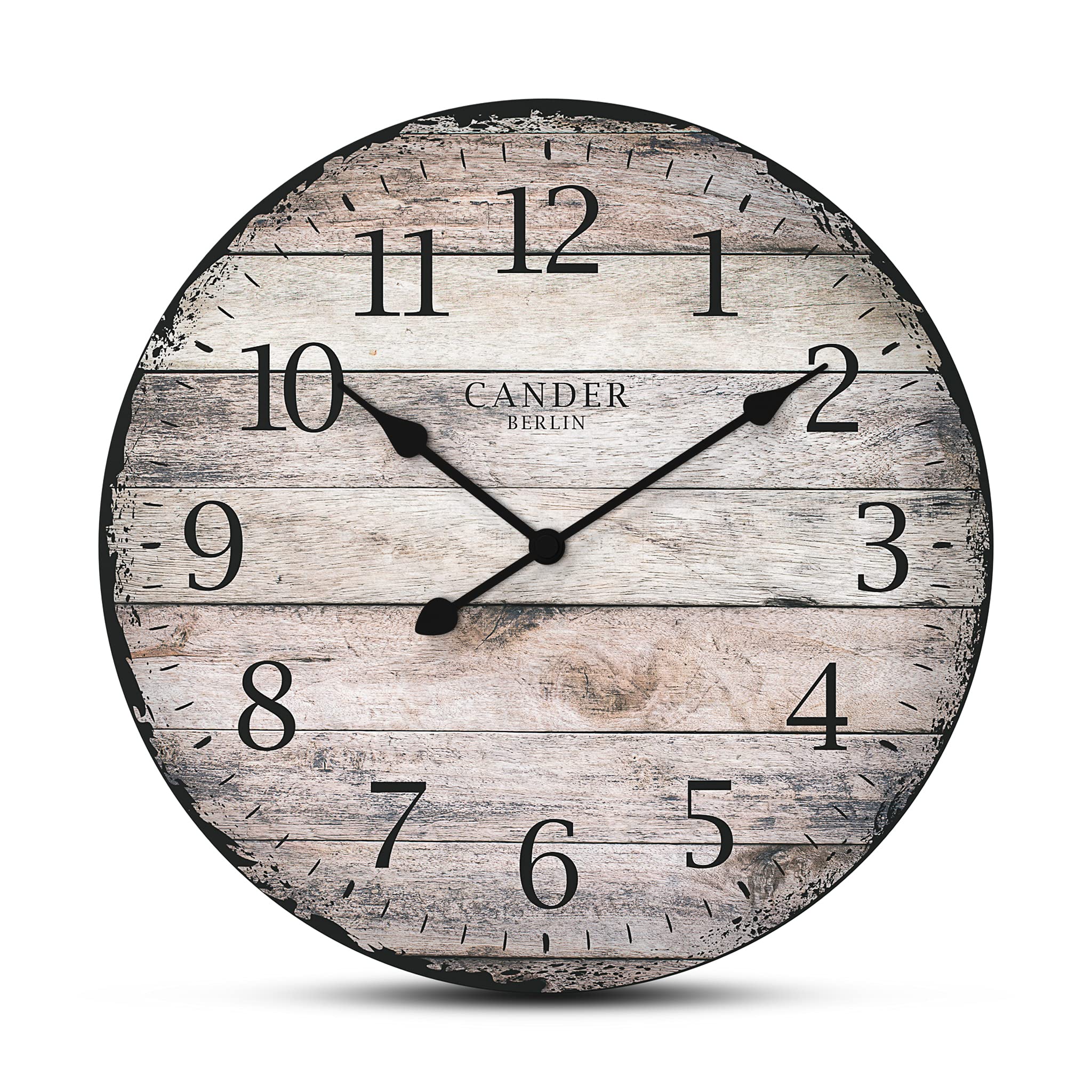 Cander Berlin MNU 7330 Vintage Wall Clock with Silent Movement - No Angry Ticking Noise - 12" Diameter