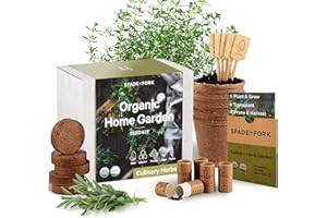 SPADE TO FORK Organic Herb Garden Kit Indoor - Certified Organic & Made in USA | Herb Plants for Women and Men, Indoor Herb Garden Starter Kit, Herb Growing Kit Indoor, Plant Growing Kit, Herb Starter Kit Plant Kit