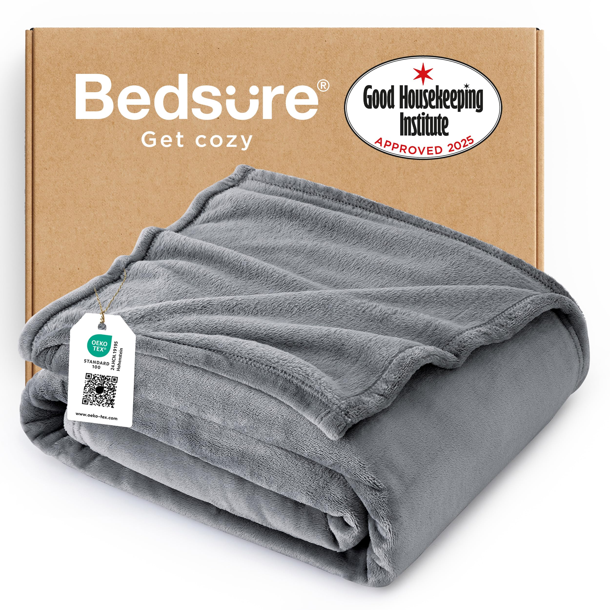 Photo 1 of Bedsure GentleSoft Fleece Blanket Twin Size Grey - 300GSM Lightweight Plush Fuzzy Cozy Soft Warm Blanket for Bed, Sofa, Couch, Travel, Camping, 60x80 inches